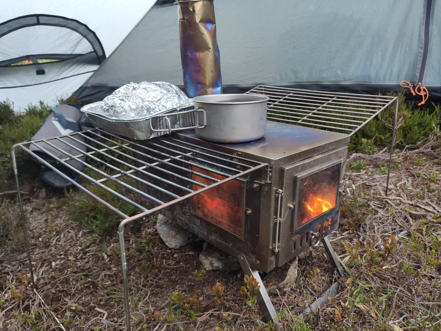 NORTENT Ultralight Titanium Tent Stove Exclusive Side Shelf & Grill
