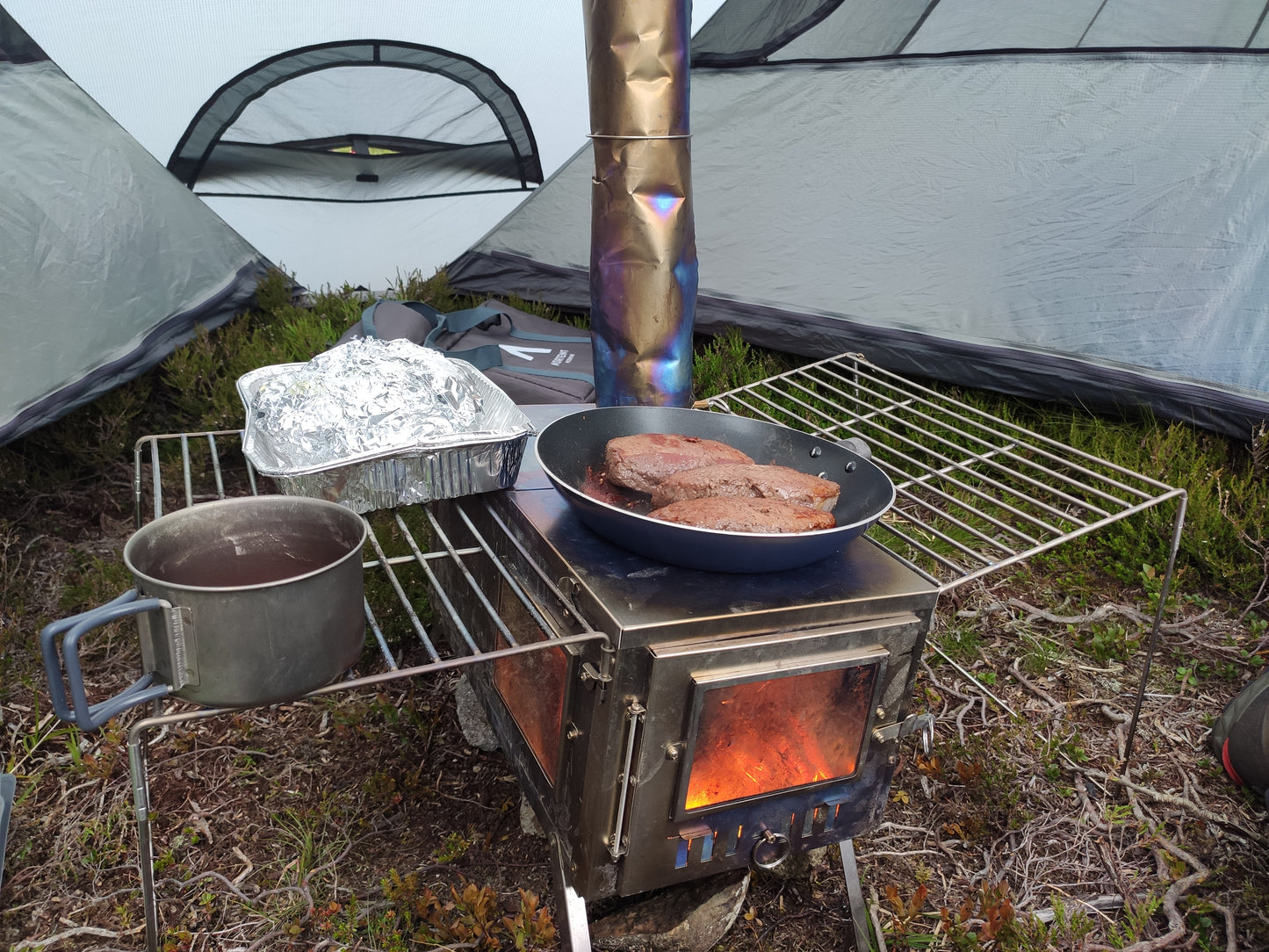 NORTENT Ultralight Titanium Tent Stove Exclusive Side Shelf & Grill